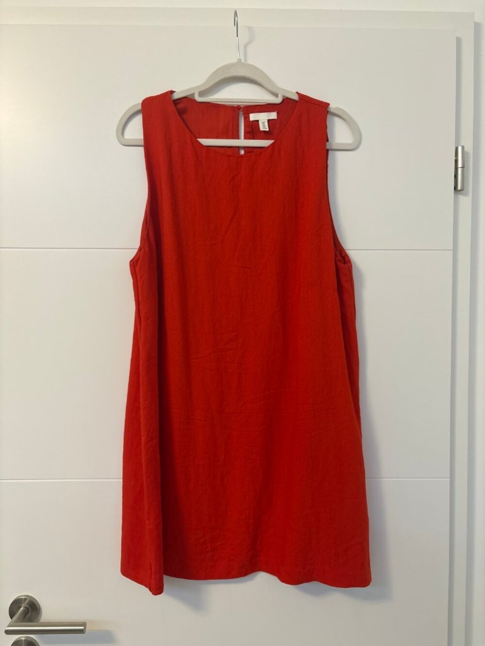 H&M Rust Red Sleeveless Shift Dress Keyhole Back Size L